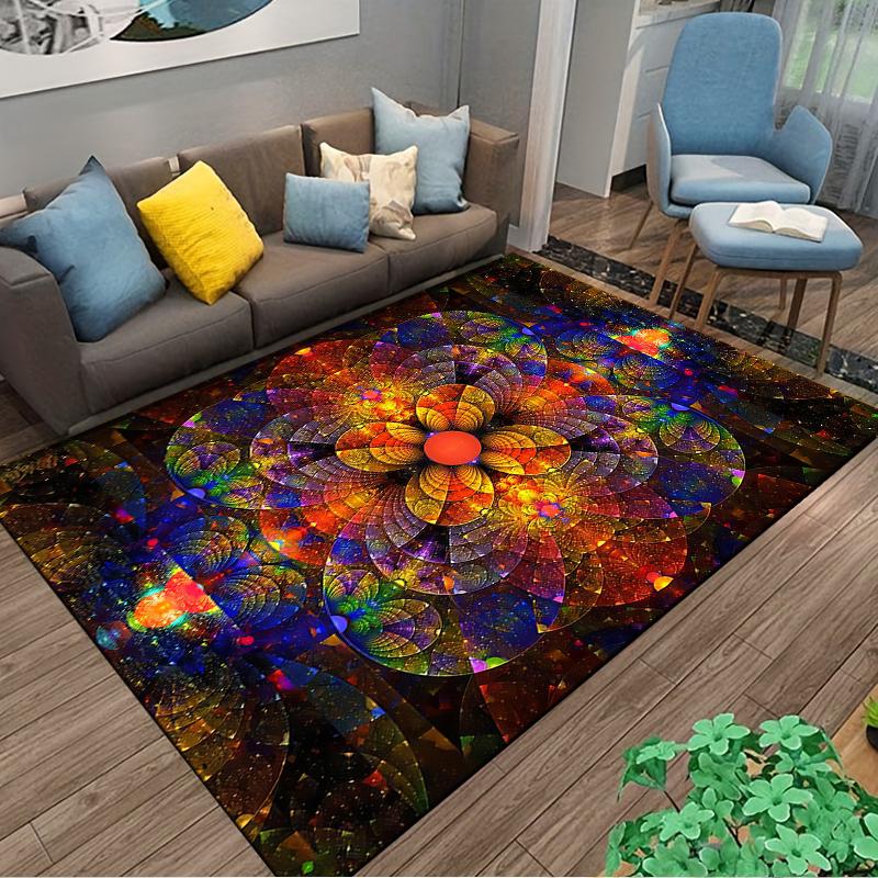 Colorful Mandala Galaxy Pattern Carpet Rug for Home Decoration Suitable for use as an anti-slip for living room bedroom sofas