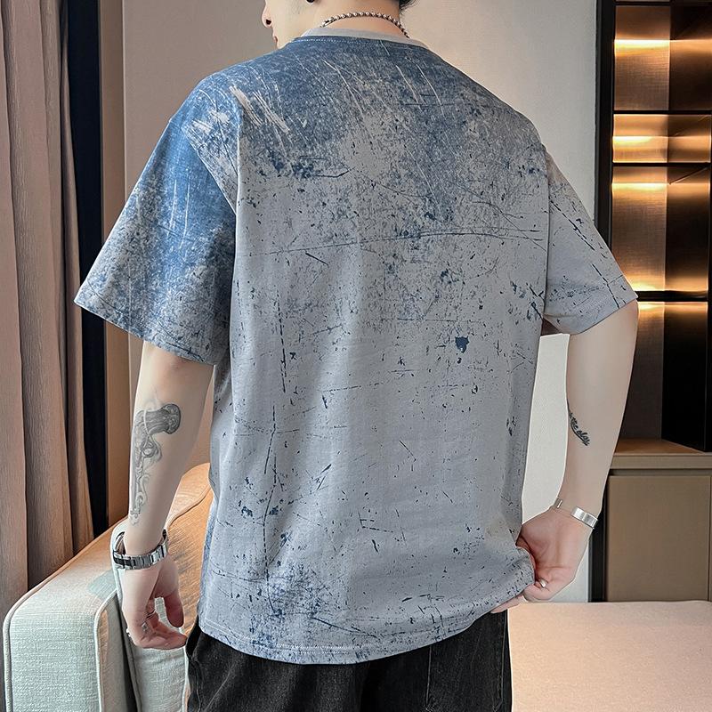 Men's Summer Gradient Print T-Shirt - Crew Neck, Short Sleeve, Casual, Stylish, Breathable & Quick-Drying