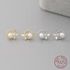 925 Sterling Silver Exquisite Zircon Flower Shell Pearl Stud Earrings Shiny Daily Wear Fine Jewelry For Women