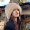 Новая пушистая меховая женская зимняя шапка, теплая защита ушей, зимняя лыжная шапка, женская шапка-бомбер из искусственного меха лисы, ветрозащитная русская шапка-чепчик