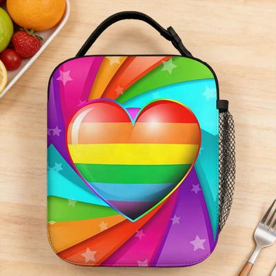 Custom Gay Pride Flag Lunch Bag Vintage Office Lunch Box Print Convenient Tote Food Bags