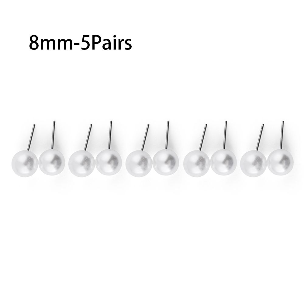 5Pairs/10Pairs/12Pairs Women Fashion Wedding Engagement Round Shape Elegant Ear Stud Pearl Earrings