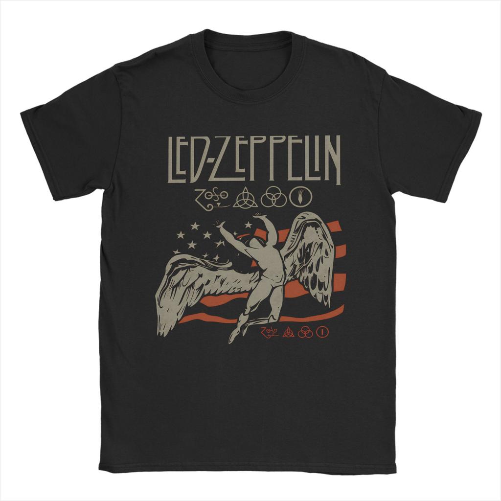 Футболки Led Zeppelin 'The Mother Ship' Мужские Винтажные 100% Хлопок Круглый Вырез Короткий Рукав Футболки Большие Размеры Топы