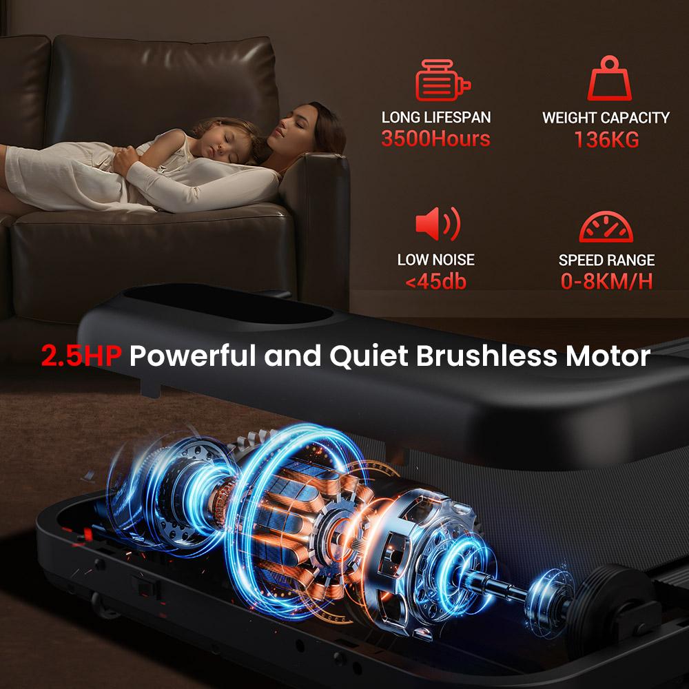 Беговая дорожка ROBORE S17 Walking Pad 8 км/ч, с наклоном 9%, с тройной амортизацией и бесшумным двигателем 2,5 л.с., максимальная нагрузка 136 кг