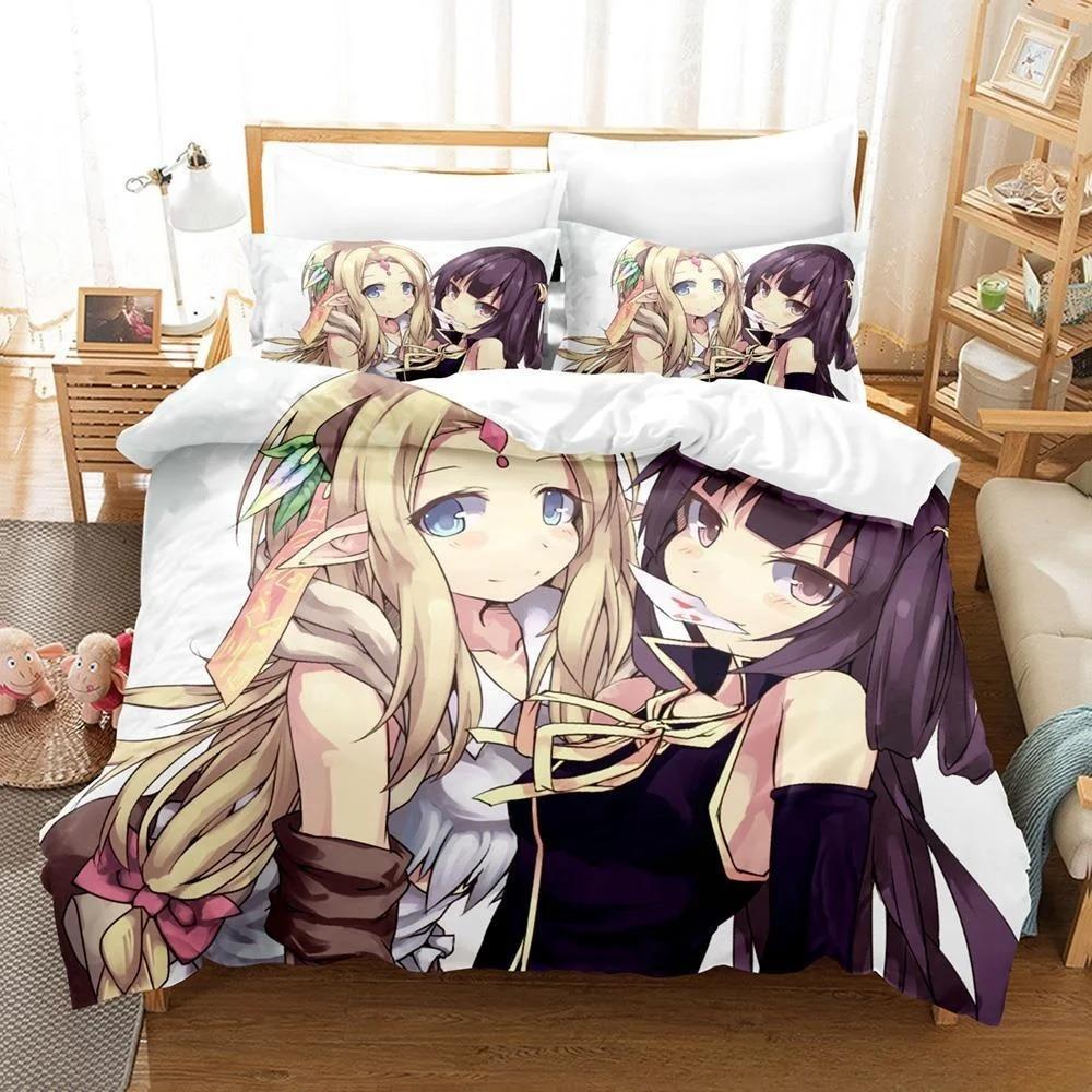 New 3D Printing Kawaii Girls Bedding No Game No Life Bedding Set Cartoon Anime Three-piece Set Adult Kid Bedroom Duvet Cover Set