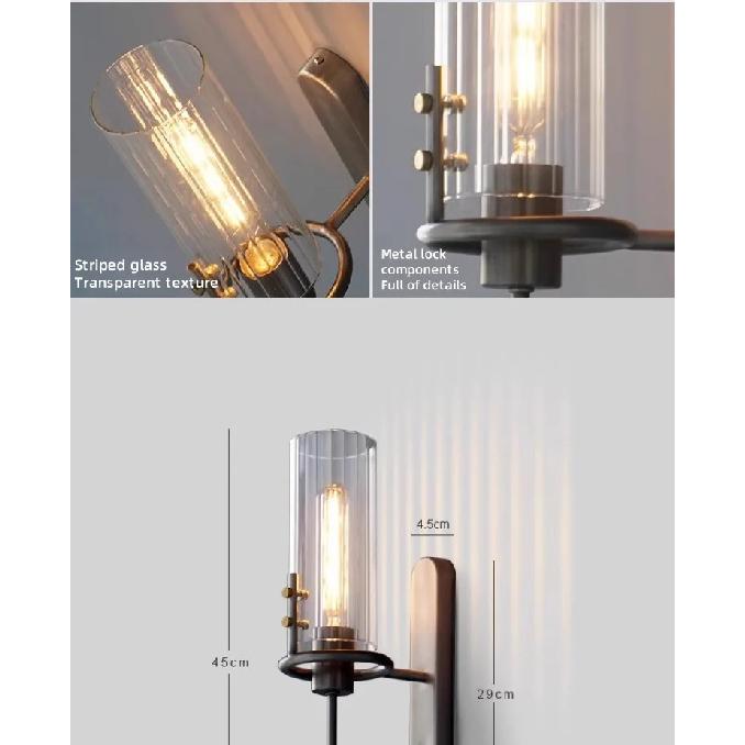 American Retro Industrial LED Wall Lamp Nordic Luxury Glass Crystal Bedside Corridor Mirror Sconces Home Lighting