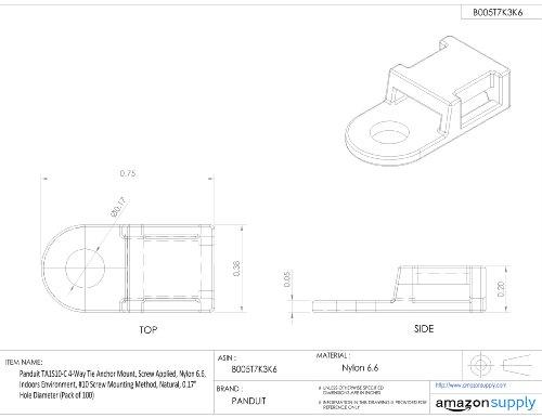 Panduit TA1S10-C 4-Way Tie Anchor Mount, Screw App