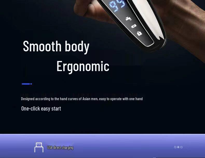 Перезаряжаемая немецкая электрическая бритва: Многофункциональный, Плавающий, Трехлопастной, Полностью водонепроницаемый триммер для бороды