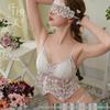 Французский комплект нижнего белья из цветочного кружева Pure Desire на тонких бретельках, с треугольными чашками - Бюстгальтер с невидимой застежкой сзади и красивым дизайном спины