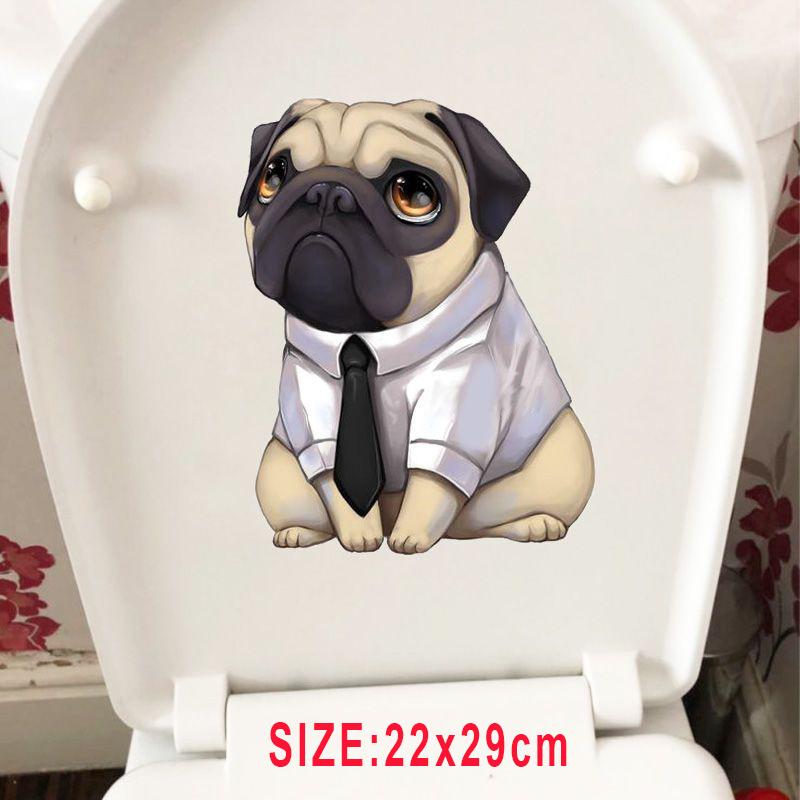 Милые наклейки на сиденье унитаза с изображением собак, самоклеящиеся наклейки с животными, украшение для туалета, водонепроницаемая наклейка