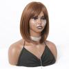 Темно-коричневый Короткие прямые синтетические парики Жен. Парик Боб Средняя часть с челкой Косплей Повседневные волосы для вечеринок Натуральные термостойкие парики