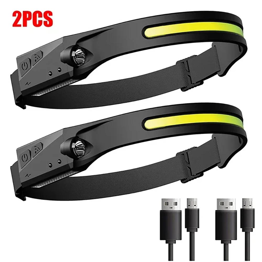 XPE+COB LED Sensor Headlamp USB Rechargeable Camping Search Light Headlight Led Head Torch Head Flashlight for Fishing Lantern
