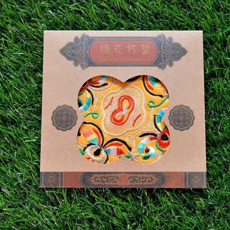 1PC Oriental Style Embroidery Cloth Mug Cup Coasters Table Decoration Restaurant Cafe Supplies