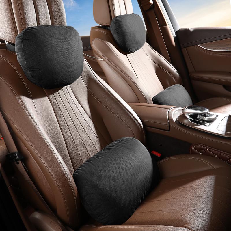 Дышащая замша для подголовника и поясничной поддержки автомобильного сиденья, регулируемая высота, премиальная ткань для комфорта и снятия стресса