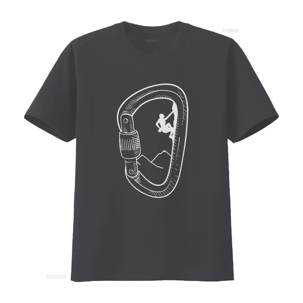 Rock Climbing T Shirt Carabiner Mountain Climber  vintage Washed Slightly Unisex graphic Top For Everyday Wear Stretched