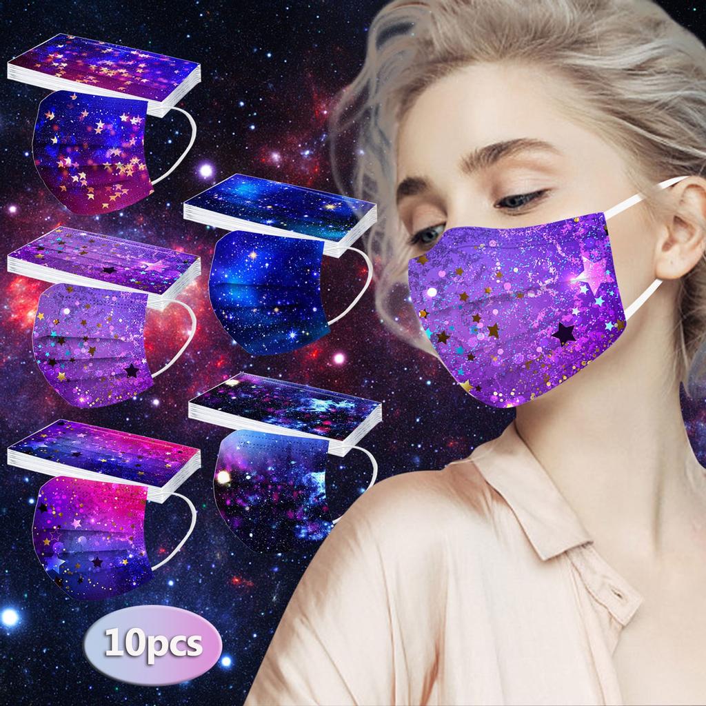 Adult Women Man Disposable Face Mask Industrial 3Ply Ear Loop 10PC Mask
