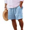 Men's 2025 Summer Cotton Linen Shorts - Elastic Waist, Straight Leg, Breathable Solid Color Casual Beach Mid-Length