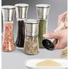 Стеклянный корпус, покрытый нержавеющей сталью, мельница для соли и перца, мельница для соли и перца, 19 см, 2 шт.