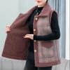 Vest Women's Autumn and Winter Wear Plus Velvet Thick Large Size Middle-aged and Elderly Plaid Sleeveless Jacket