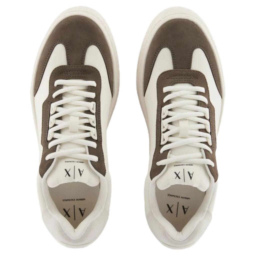 Armani Exchange Cow Split Leather T-Head Flat Lace-Up Low-Top Sneakers 4cm Men sneakers Beige Brown XM002200AF21419MZ439