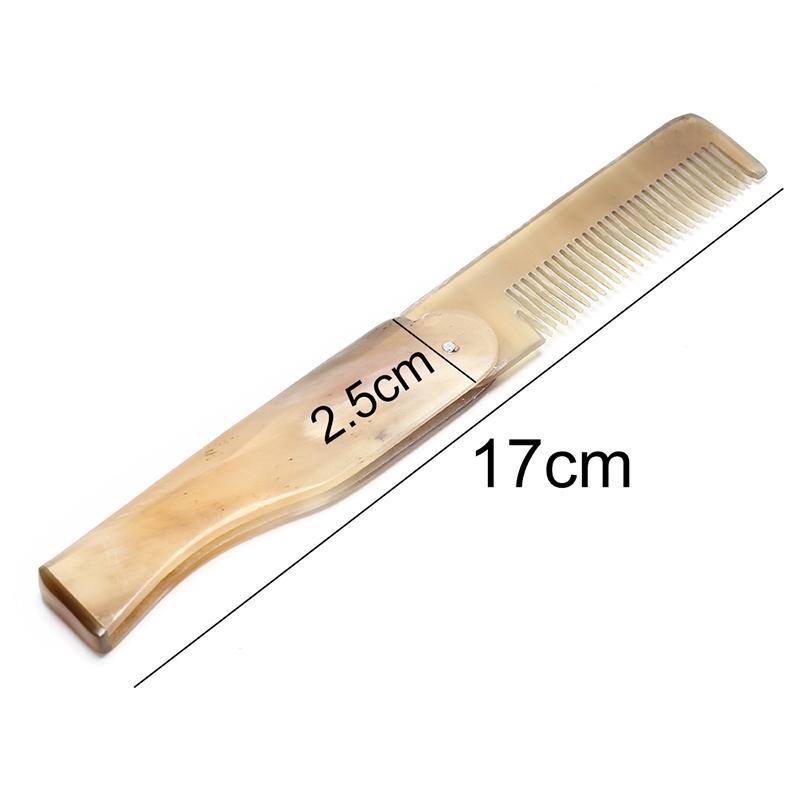 Женская складная расческа с мелкими зубьями из бычьего рога для всех типов волос, борода, усы