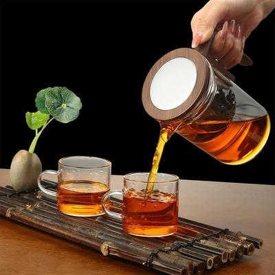 1 шт. Стеклянный чайник Магический чайник Чайник с деревянной ручкой Переключатель одним нажатием Фильтрация чая Чайники Чашка для чая Пуэр 600 мл