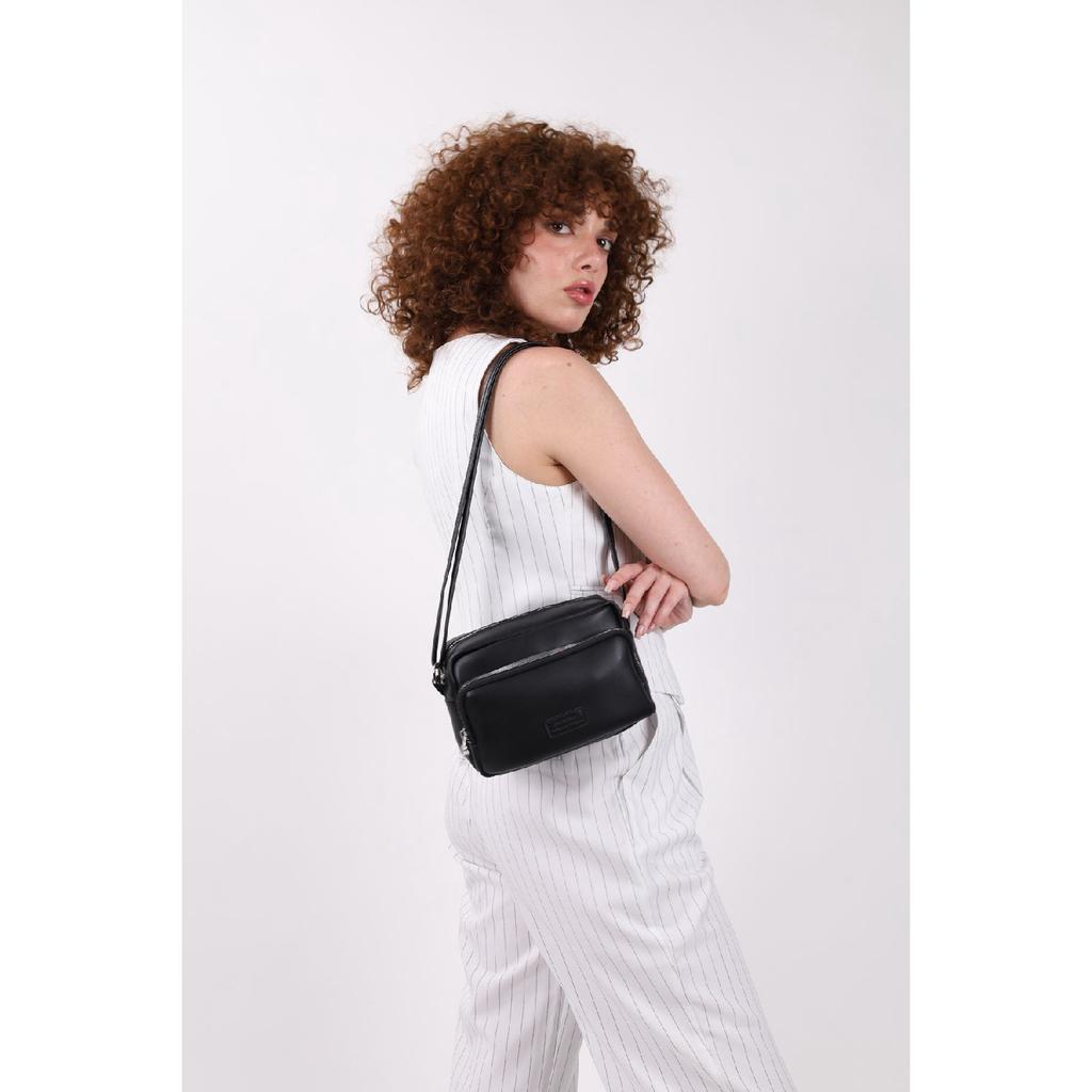 Women's Black 2-compartment Adjustable Strap Shoulder And Crossbody Bag