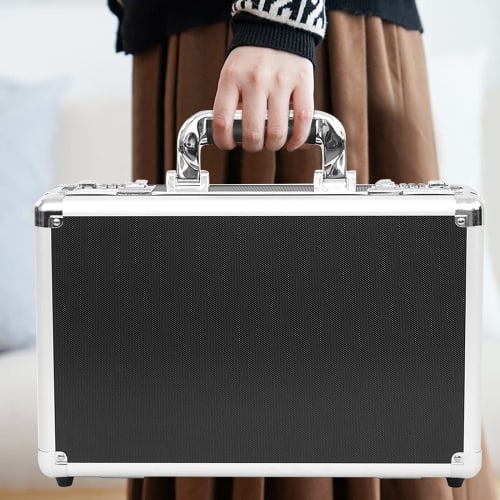 Rxakudedo Attache Case, Aluminum Case with Password Entry, Black, 36cm Long X 10cm Wide X 25cm High (Perfect for Commuting)
