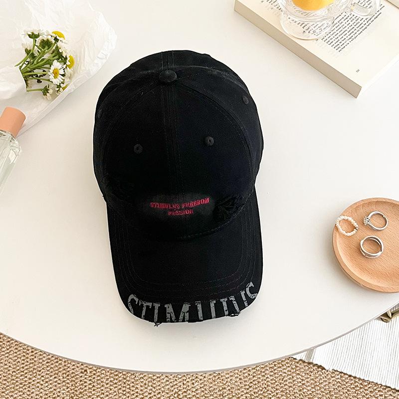 Letter Embroidered Baseball Cap Women'S Spring And Summer Face Small Edging Peaked Cap Edging Sunscreen Cap