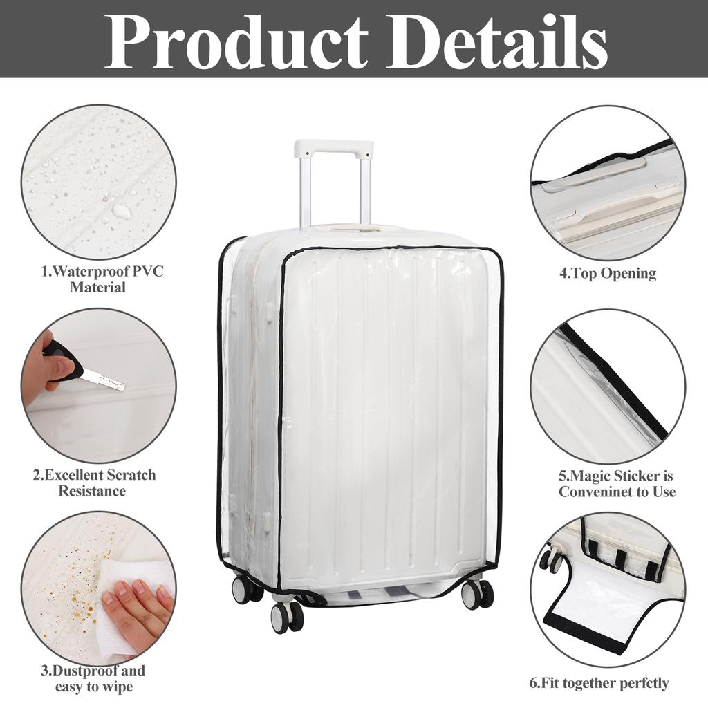 3 шт. Защитные чехлы для чемоданов ПВХ Чехол для багажа для чемоданов 20/24/28 дюймов Прозрачный чехол для чемодана для колесных тележек