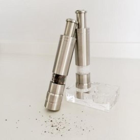 Набор для измельчения соли и перца одной рукой Cool Grinder. Мельница для специй с акриловой подставкой.