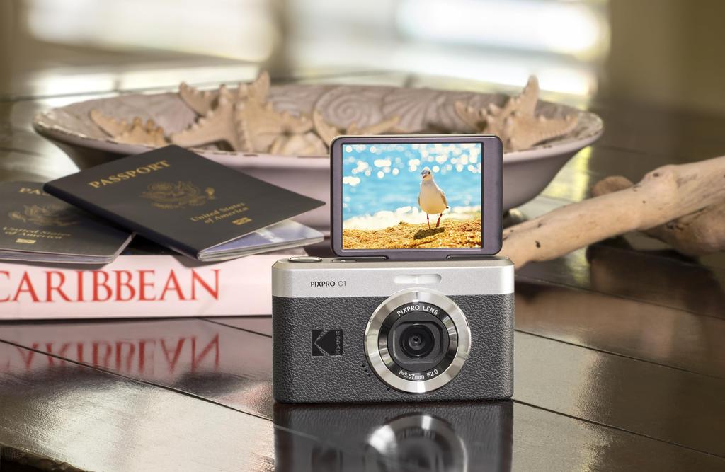 KODAK Pixpro C1 – Ультракомпактная цифровая камера  13 МП BSI CMOS, 4-кратный зум, 2,8-дюймовый ЖК-экран, Встроенная светодиодная вспышка – Черный