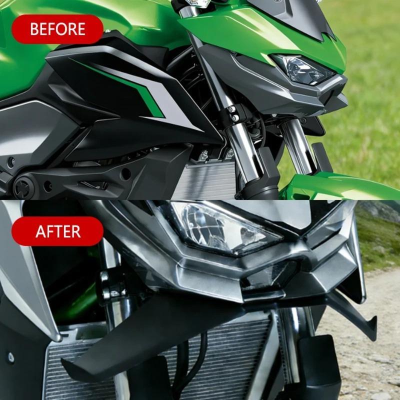 Z500 Motorcycle Naked Aerodynamic Front Spoiler ABS for Kawasaki Z 500 Z500 SE 2024 2025 Frontal Downforce Fairing Winglets Kit