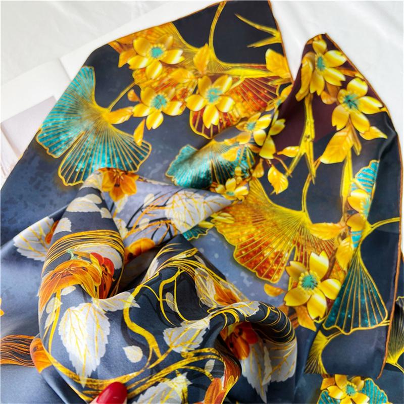 110*110 Cm Square Silk Scarf Women's Fashion Printed Small Neck Scarf Office Women's Hair Belt Folar Handkerchief Women's Handkerchief Shawl Scarf