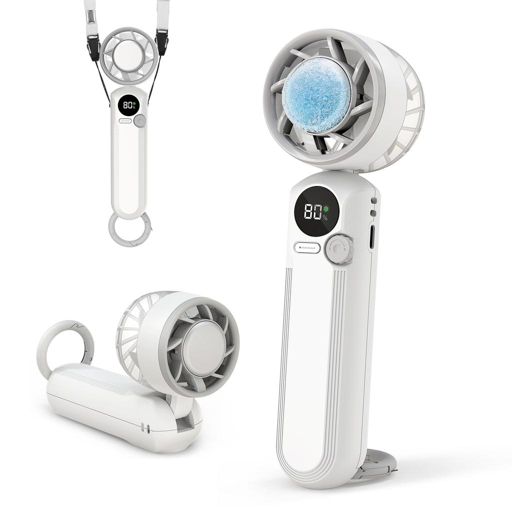 Handheld Fan with Cooling Cools in 1 100 Powerful Airflow or Seat Carabiner and Strap Up to 12 Hours of Quiet Fast Heatstroke Prevention Plate,
