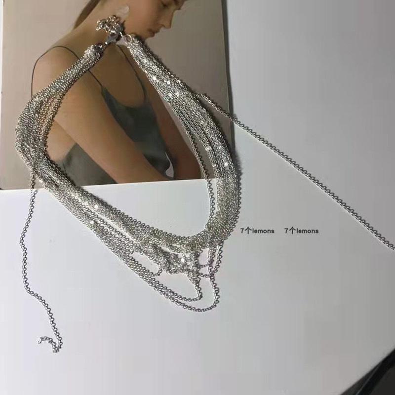 Многослойное ожерелье с кисточками, легкая роскошная серебряная цепочка на ключицу из сплава для женщин, модный подарок в виде ювелирного изделия