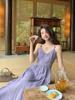 Потрясающее лиловое платье Dopamine на тонких бретельках, подчеркивающее талию, для летнего отдыха женщин на море