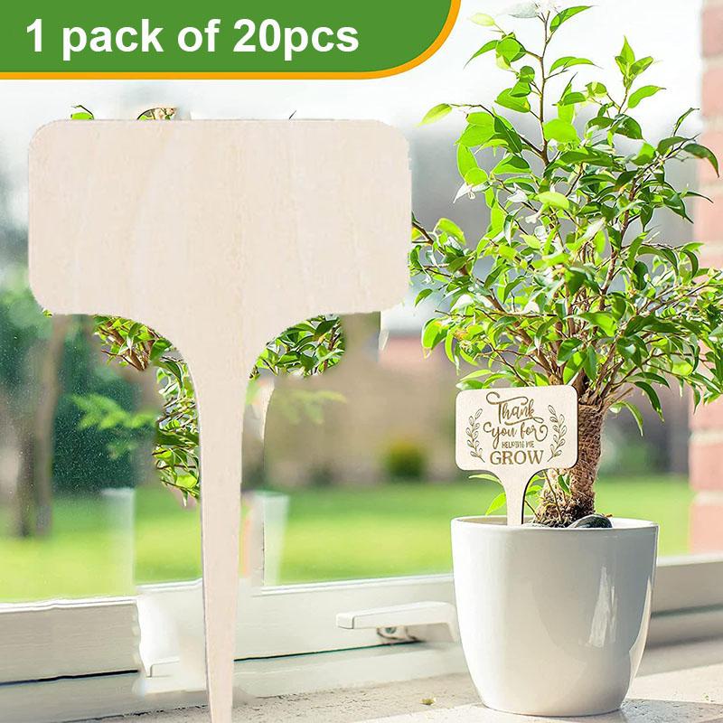 20pcs Wooden T-Shaped Garden Sign, Creative Plant Flower Insert Label Handwritten Landscape Sign For Garden
