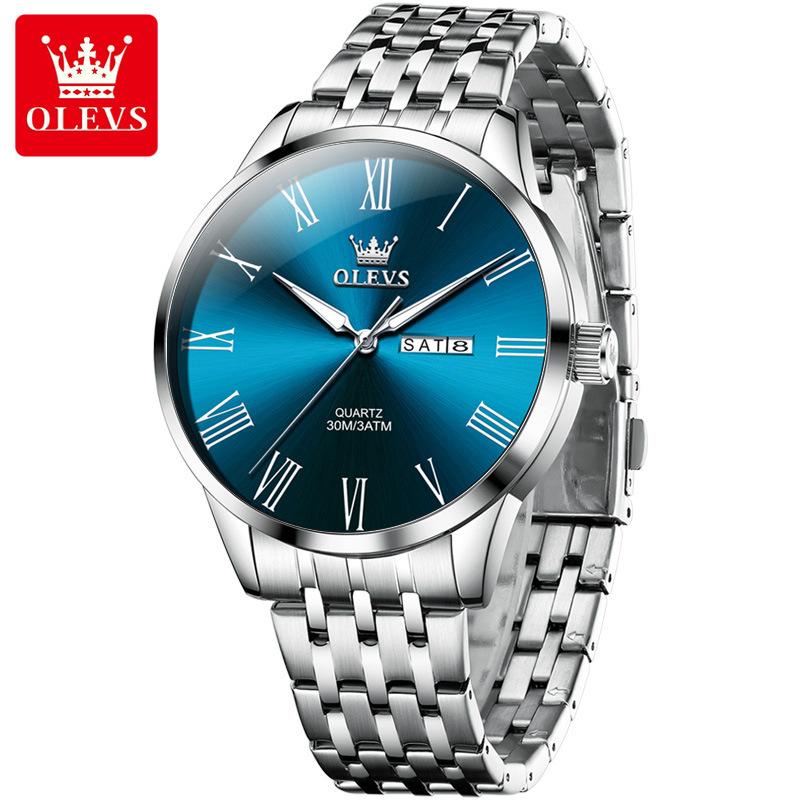 OLEVS Mens Watches Quartz Business Dress Watch Day Date Stainless Steel Classic Luxury Luminous Waterproof Casual Male Wrist Watches