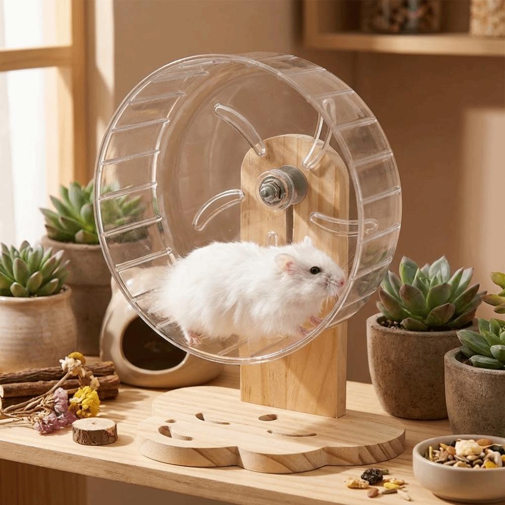 Adjustable Height Hamster Exercise Wheel Wooden Stand Hamster Running Stand Easy To Disassemble