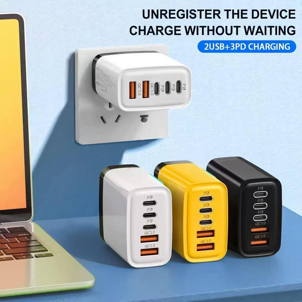 240 Вт Двойное USB и Type-C Зарядное устройство со световыми индикаторами для телефонов Apple и Huawei - Умная быстрая зарядка 3PD+.