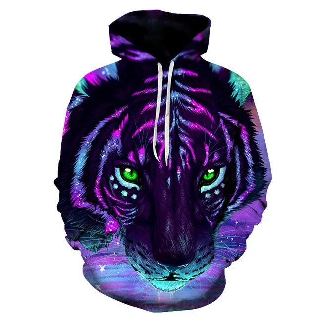Мужская толстовка с капюшоном с 3D принтом Flame Tiger Lion, весна-осень, новый стиль, толстовки с героями мультфильмов, повседневный пуловер, Hoddies, пуловер для пары