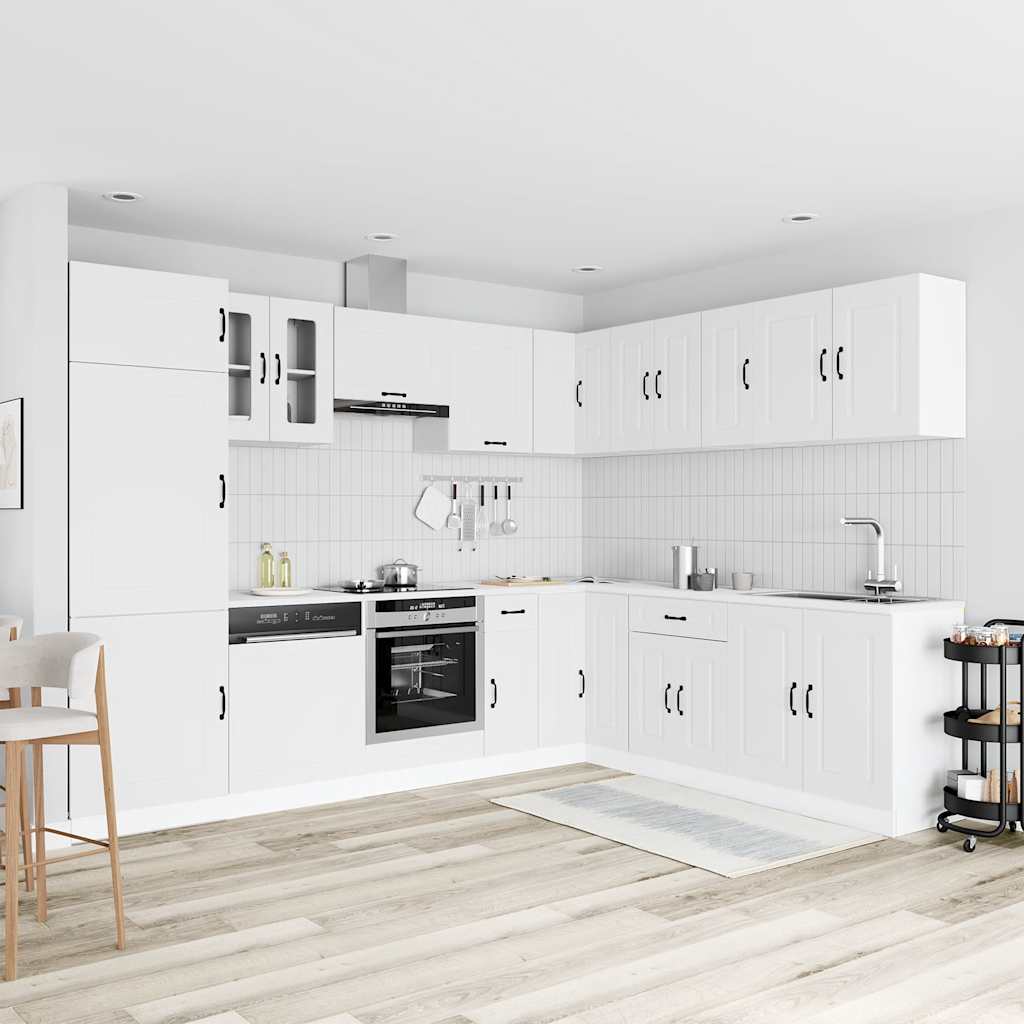 14 Piece Kitchen Cabinet Set Kalmar White Wood Based Panel
