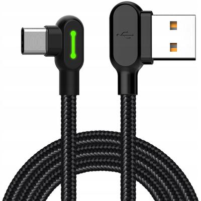 Mcdodo Кабель для быстрой зарядки телефона, угловой 90°, со светодиодом, USB Type C, черный, 1,2 м