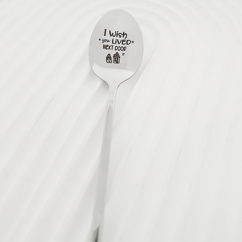I You Lived Next Door Gifts Spoon for BFF Best Friend Long Distance Friendship Gifts for Women Men Friends Moving Going Away Gift for Friend