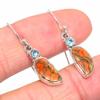 Natural Orange Copper Turquoise, Blue Topaz 925 Solid Silver Earring 1.25" C7o36