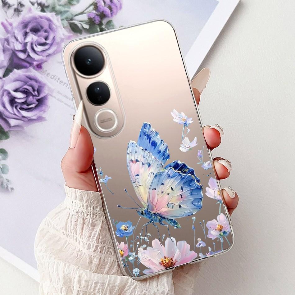Для Vivo V50 Lite V50 V2427 V2441 Элегантный Цветочный Бабочка Чехол Для Телефона Для Vivo V50 V50lite 5G Мягкий Силиконовый ТПУ Чехлы