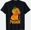 Мопс тыква Собака Trick Or Treating Любитель мопсов Хэллоуин Футболка Мужская Унисекс Футболка