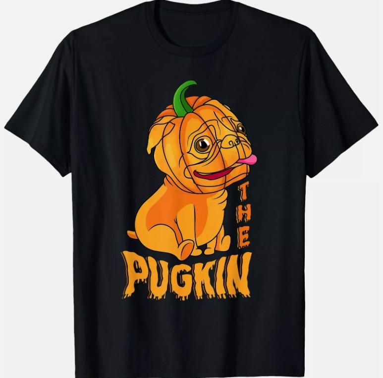 Мопс тыква Собака Trick Or Treating Любитель мопсов Хэллоуин Футболка Мужская Унисекс Футболка