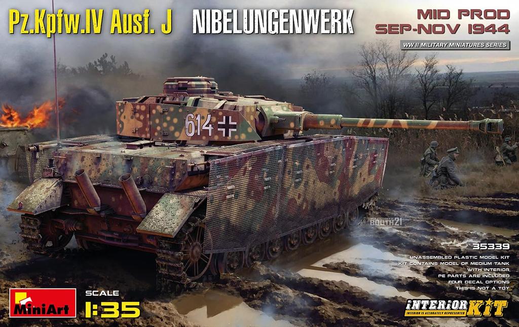 MiniArt Scale German Panzer IV Nibelungen Factory Full Interior Plastic Model Kit MA35339 1/35 Ausf. J, Mid-Model, September-November 1944,